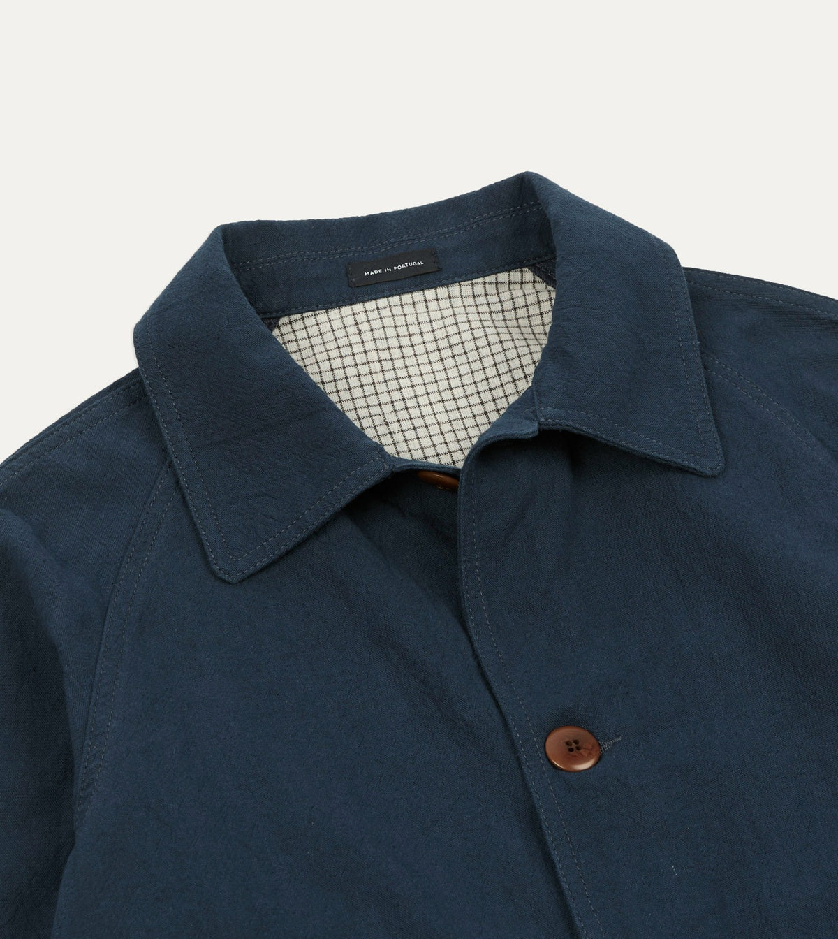 Drake's Navy Cotton-Linen Raglan Work Coat