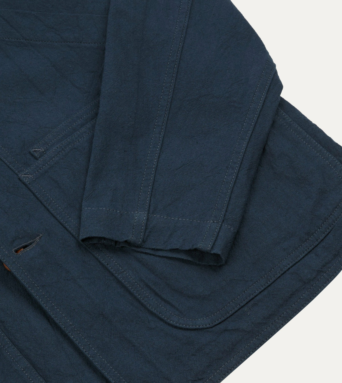 Drake's Navy Cotton-Linen Raglan Work Coat