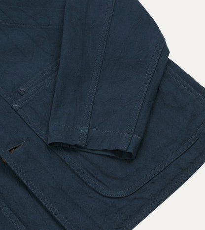 Drake's Navy Cotton-Linen Raglan Work Coat
