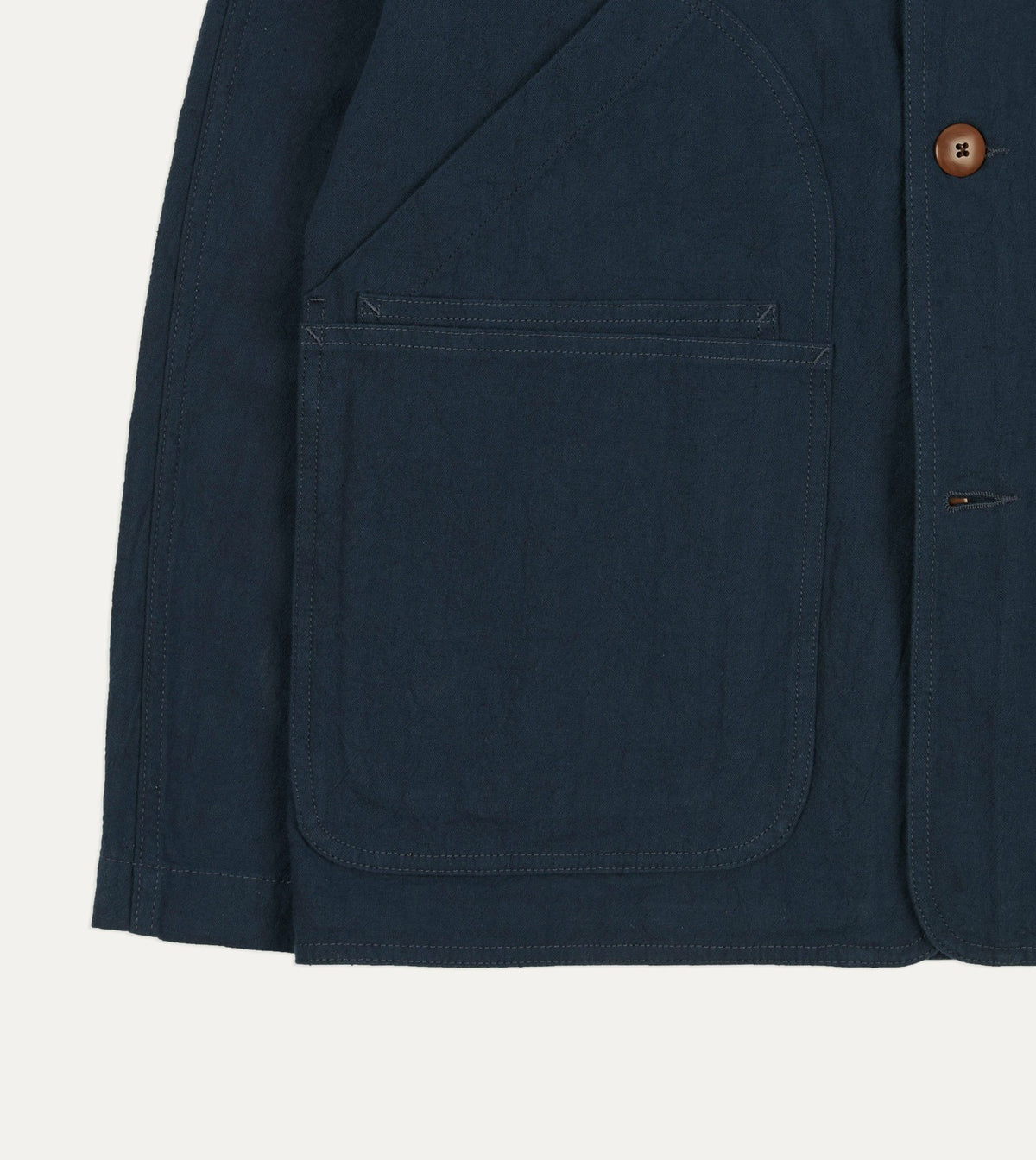Drake's Navy Cotton-Linen Raglan Work Coat