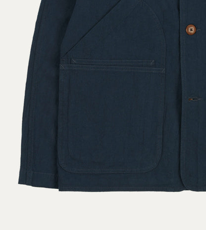 Drake's Navy Cotton-Linen Raglan Work Coat
