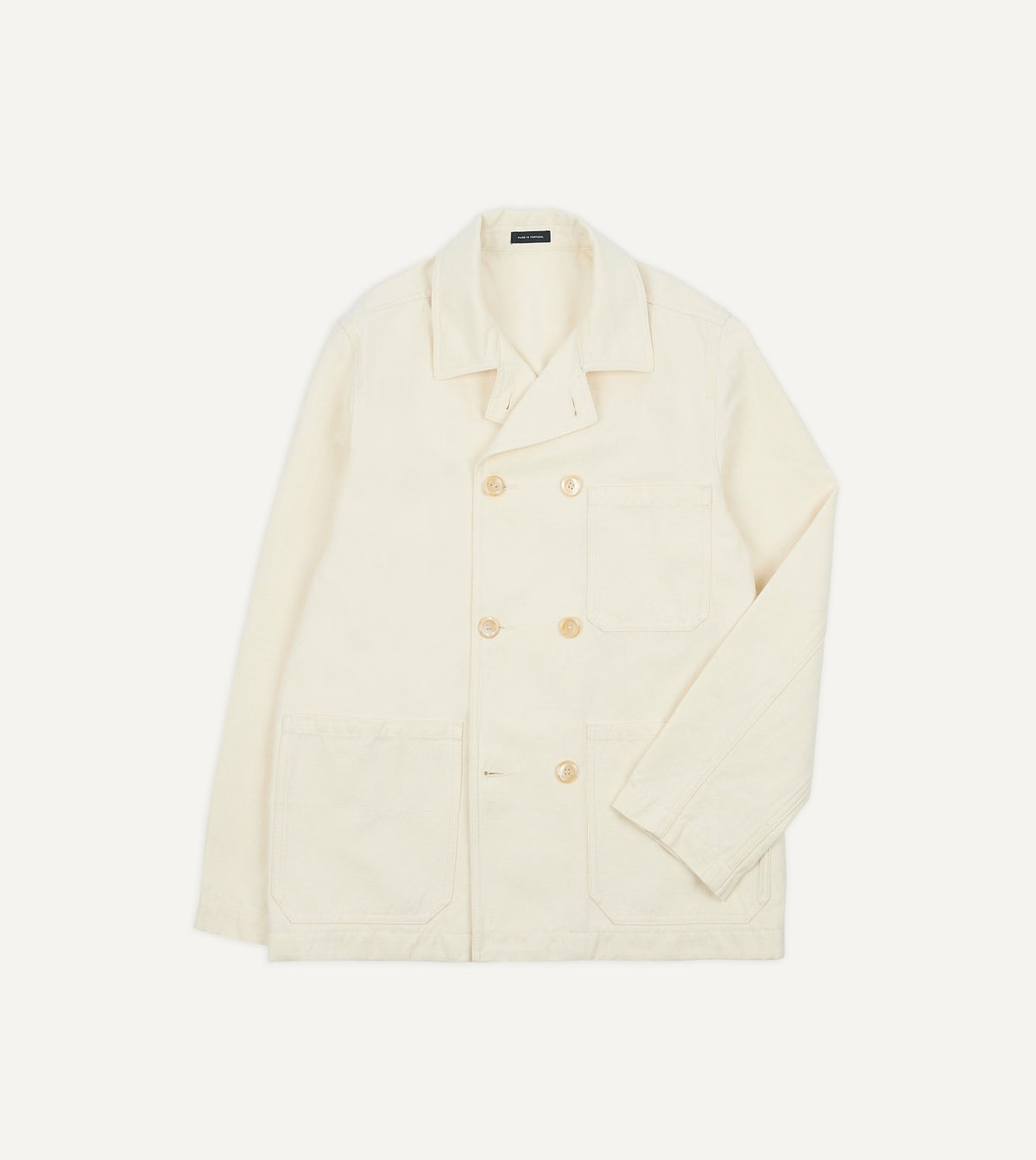 Drake's Ecru Cotton-Linen Double-Breasted Chore Coat