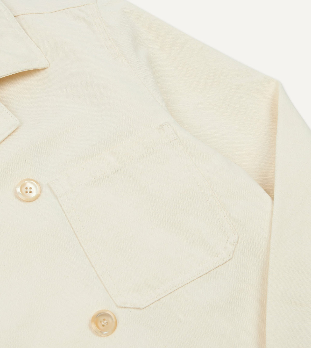 Drake's Ecru Cotton-Linen Double-Breasted Chore Coat