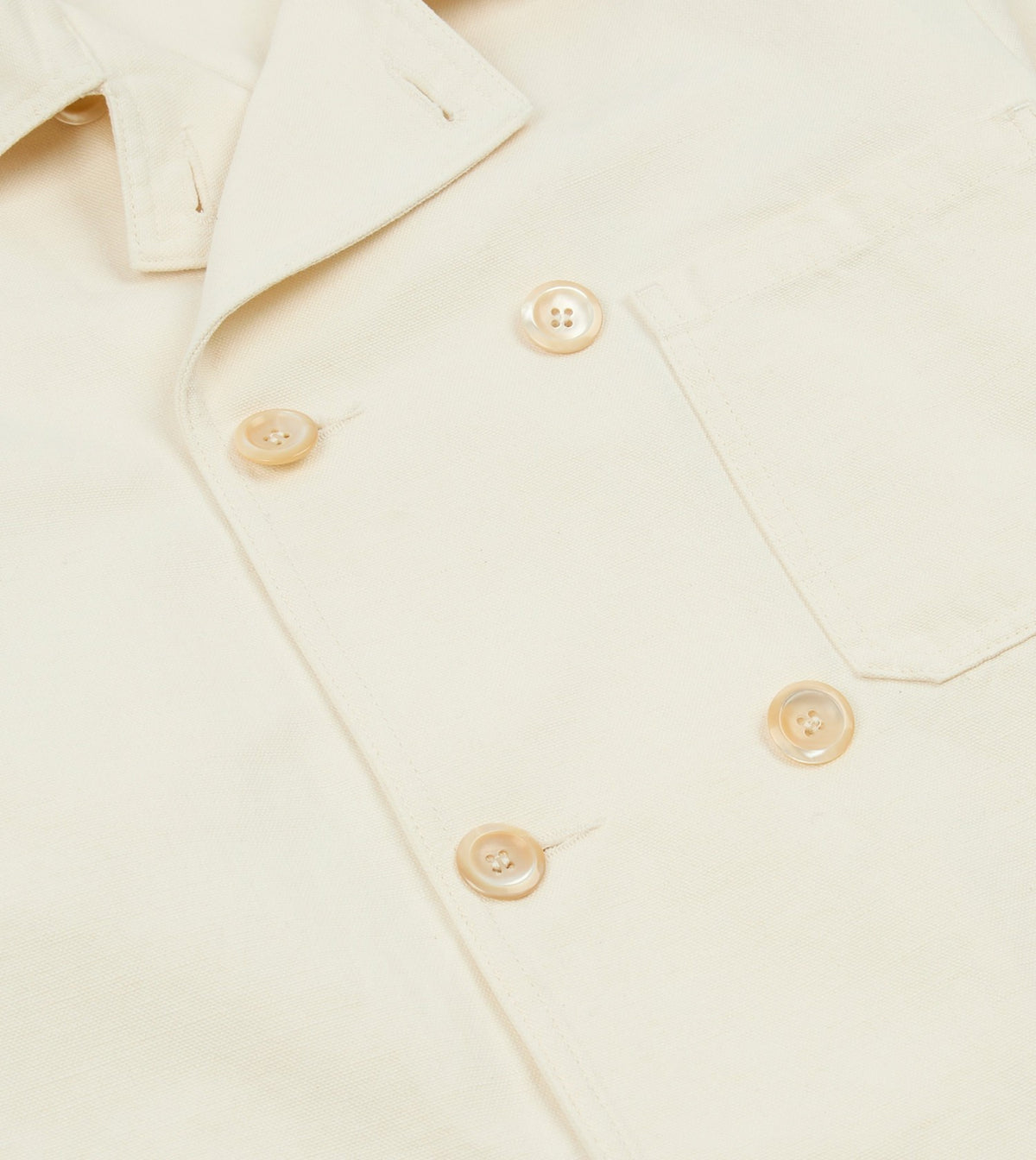 Drake's Ecru Cotton-Linen Double-Breasted Chore Coat