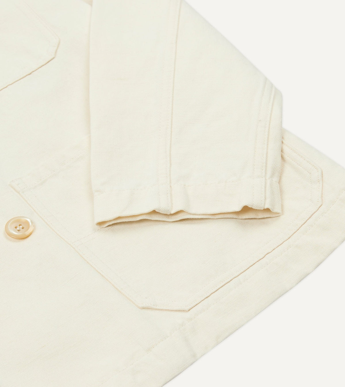 Drake's Ecru Cotton-Linen Double-Breasted Chore Coat