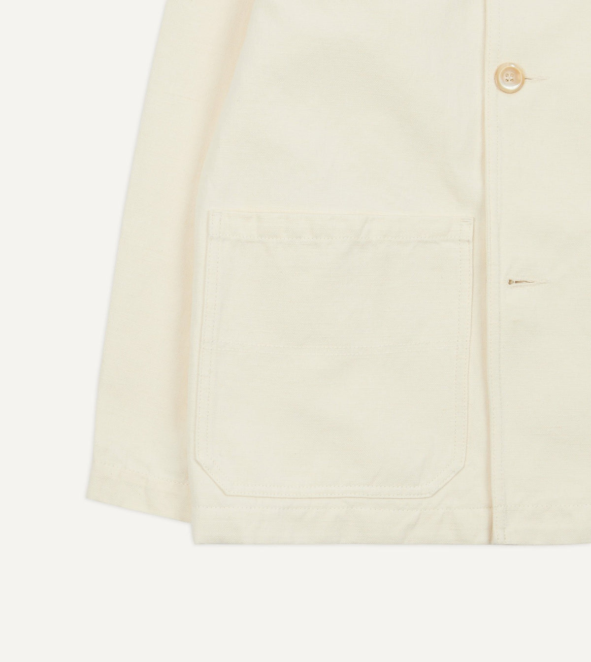 Drake's Ecru Cotton-Linen Double-Breasted Chore Coat