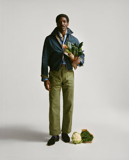 Drake's Olive and Navy Reversible Cotton Blouson Jacket