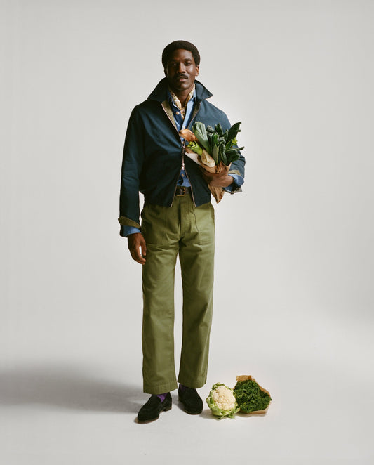 Drake's Olive and Navy Reversible Cotton Blouson Jacket