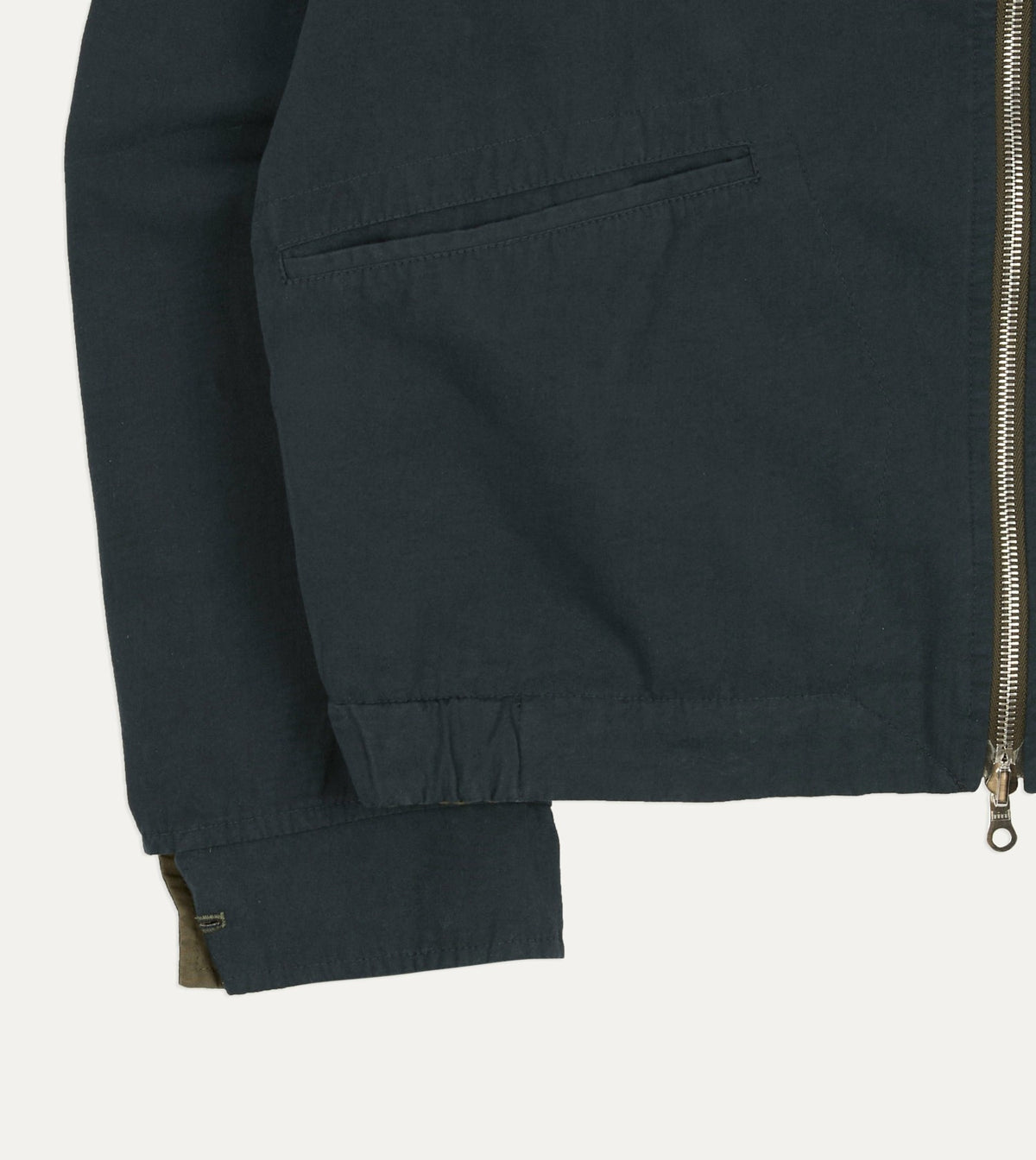 Drake's Olive and Navy Reversible Cotton Blouson Jacket