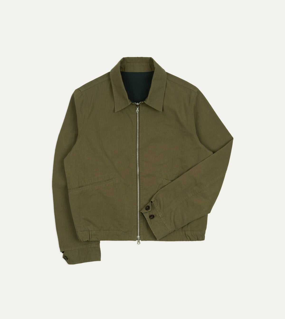 Drake's Olive and Navy Reversible Cotton Blouson Jacket