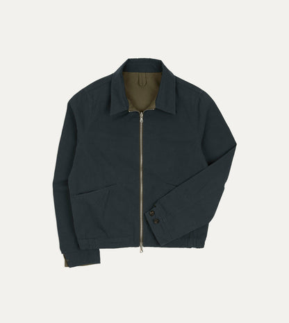 Drake's Olive and Navy Reversible Cotton Blouson Jacket