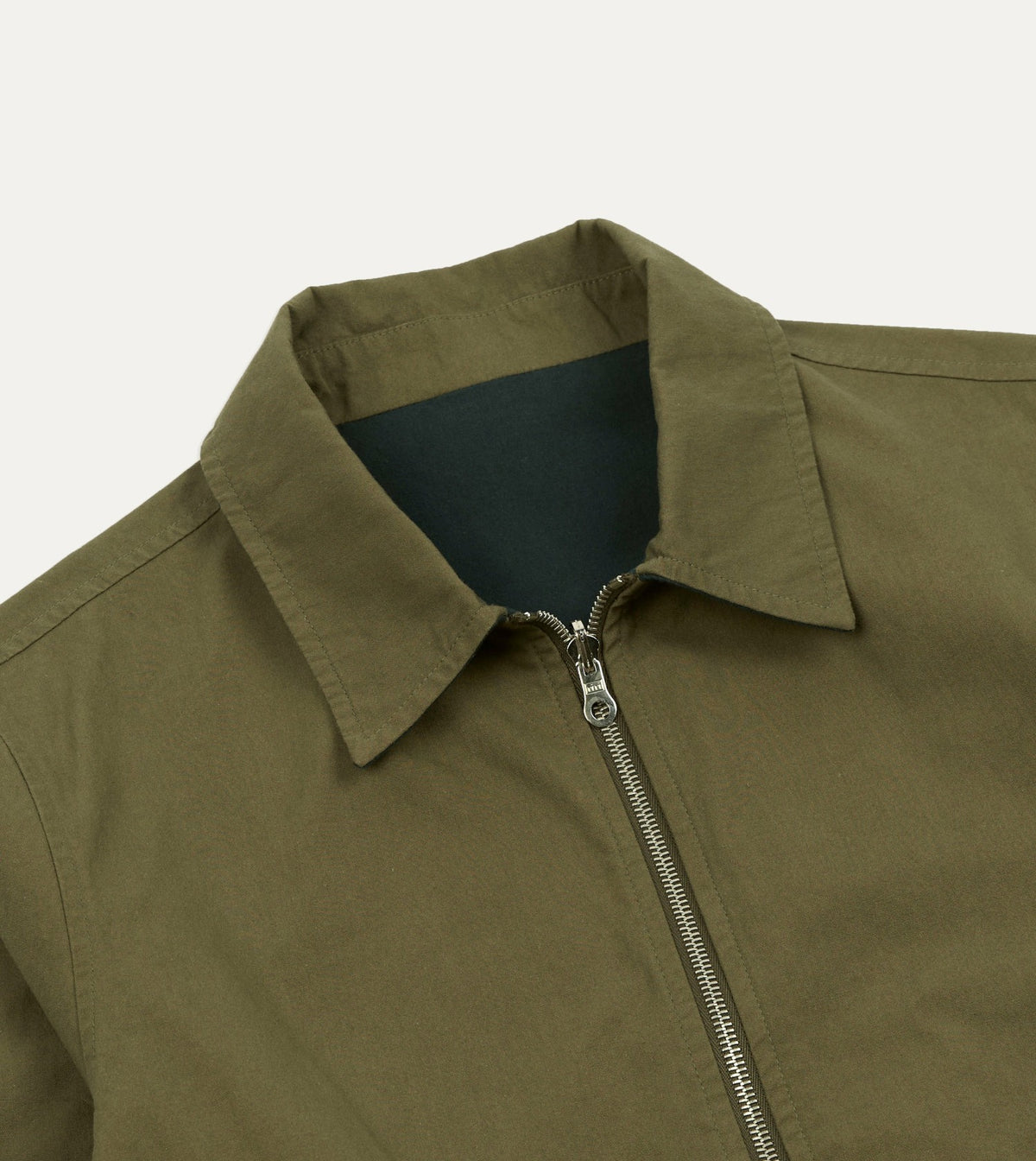 Drake's Olive and Navy Reversible Cotton Blouson Jacket