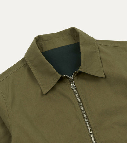 Drake's Olive and Navy Reversible Cotton Blouson Jacket