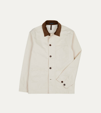 Drake's Ecru Cotton Twill Fatigue Jacket