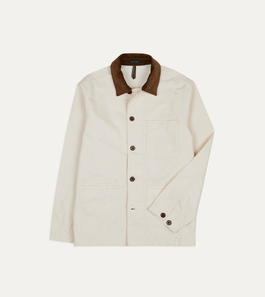 Drake's Ecru Cotton Twill Fatigue Jacket