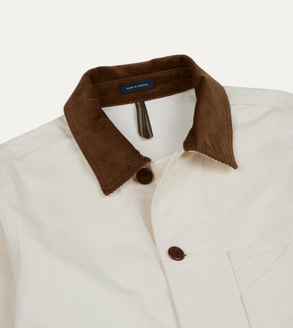 Drake's Ecru Cotton Twill Fatigue Jacket