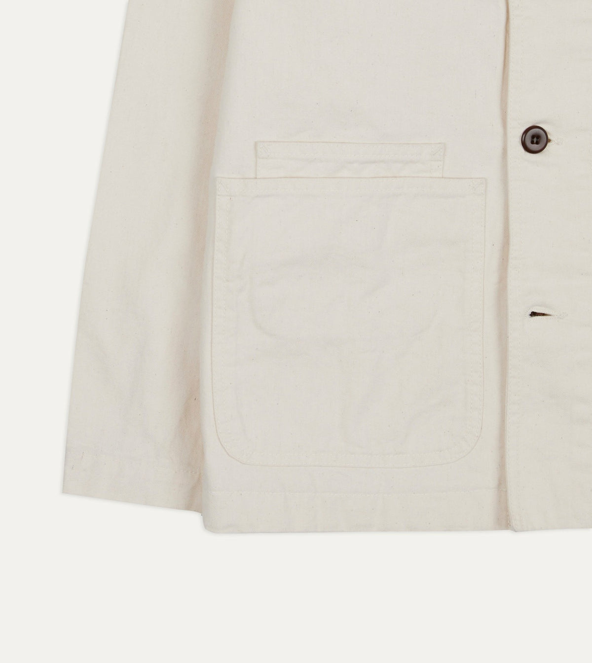 Drake's Ecru Cotton Twill Fatigue Jacket