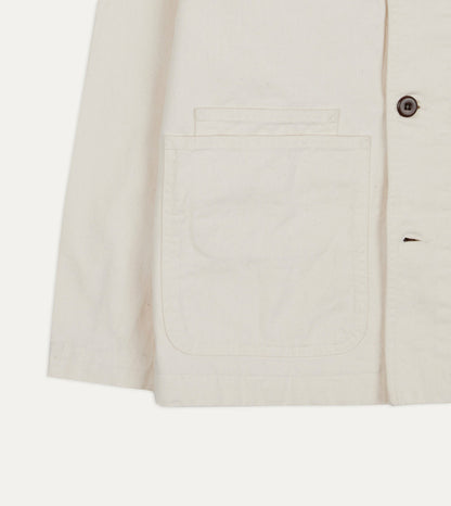 Drake's Ecru Cotton Twill Fatigue Jacket