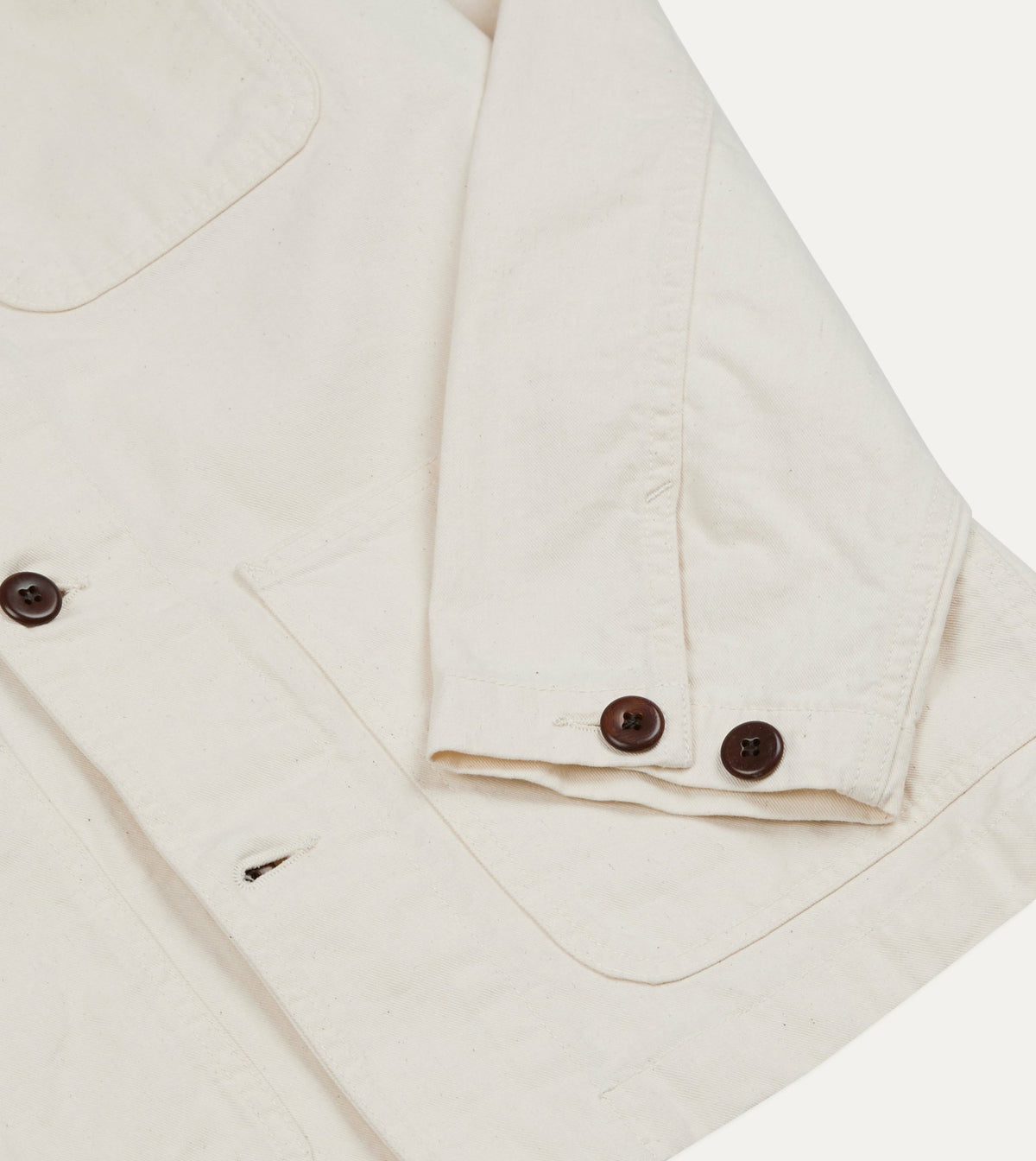 Drake's Ecru Cotton Twill Fatigue Jacket