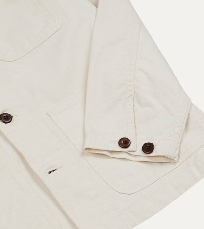 Drake's Ecru Cotton Twill Fatigue Jacket