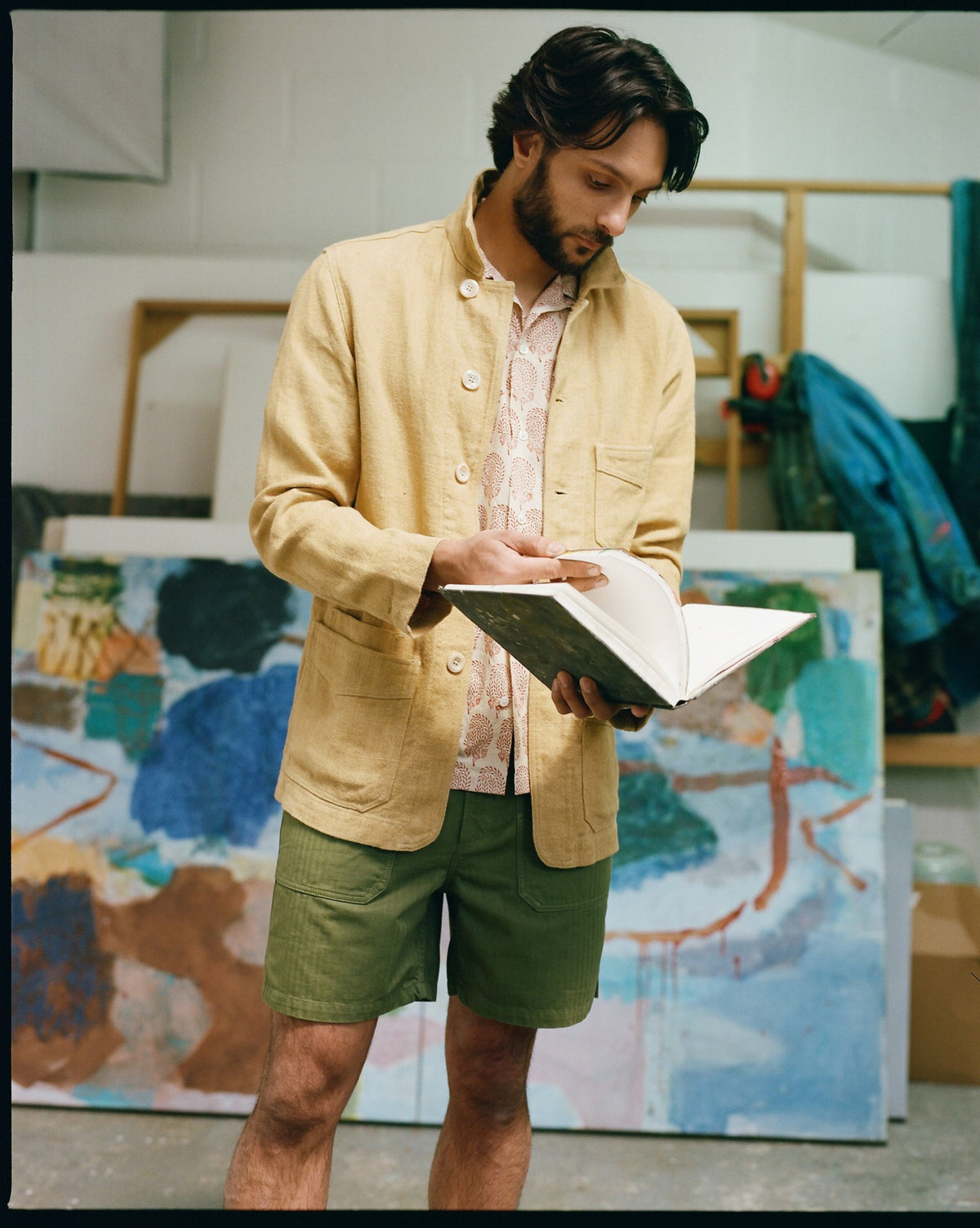 Drake's Sand Linen Five-Pocket Chore Jacket