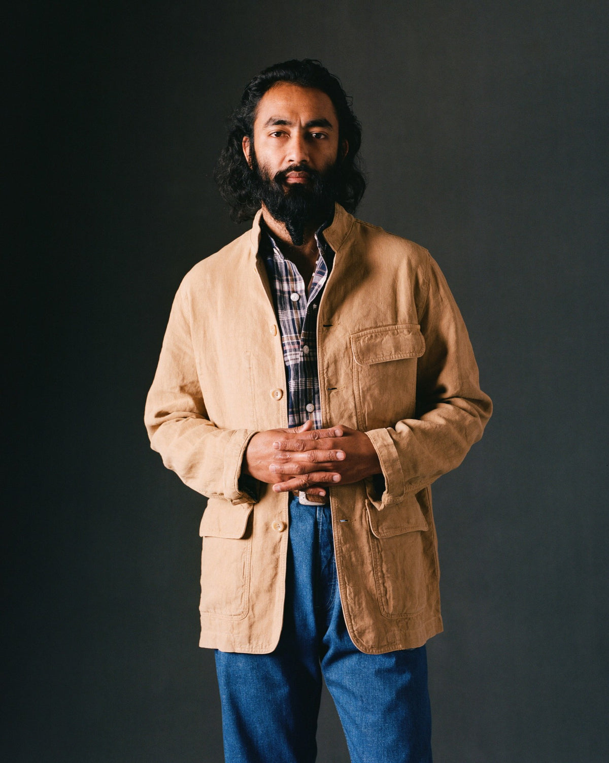 Drake's Sand Linen Forestière Jacket