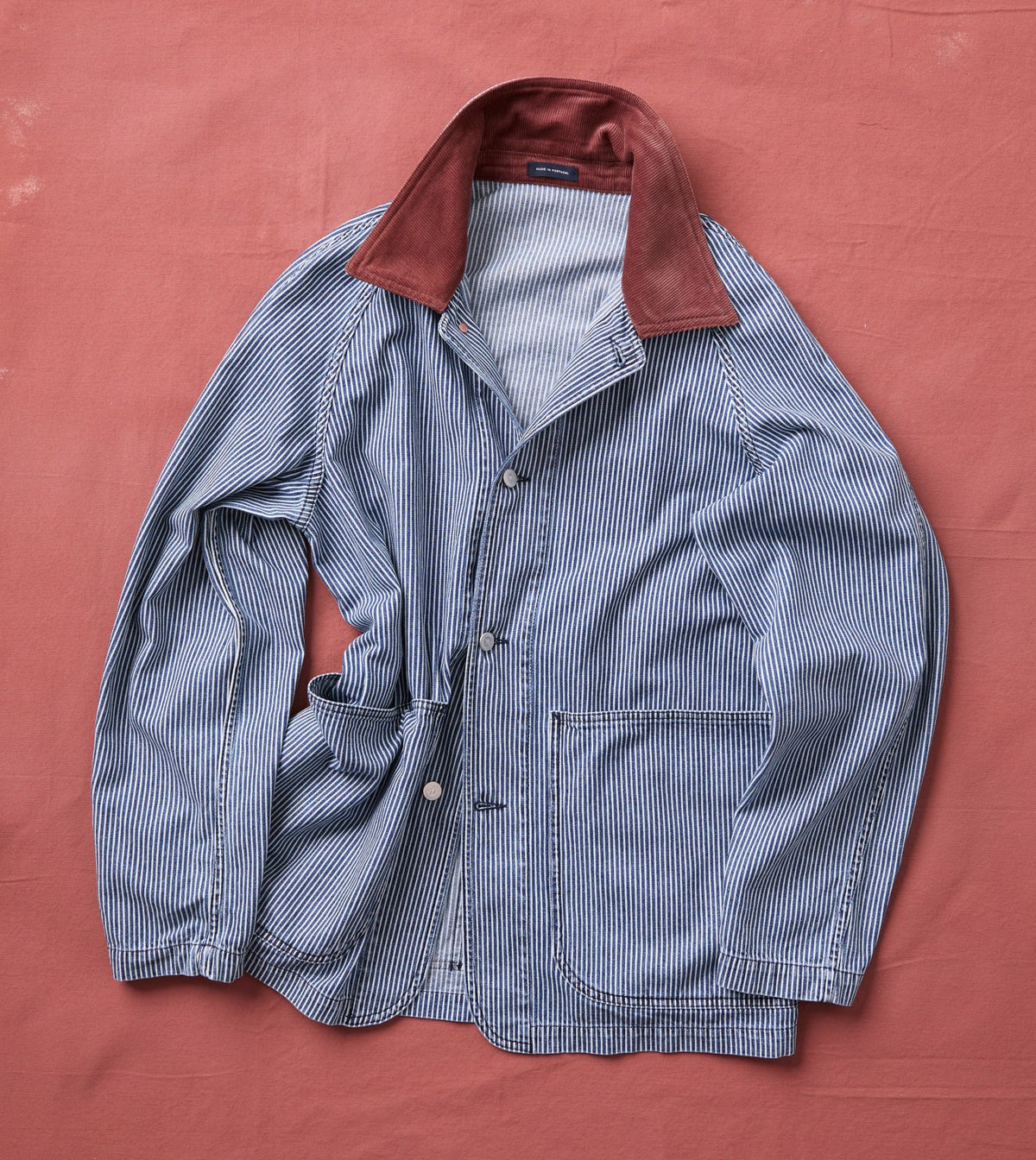 Drake's Indigo Stripe Denim Field Jacket