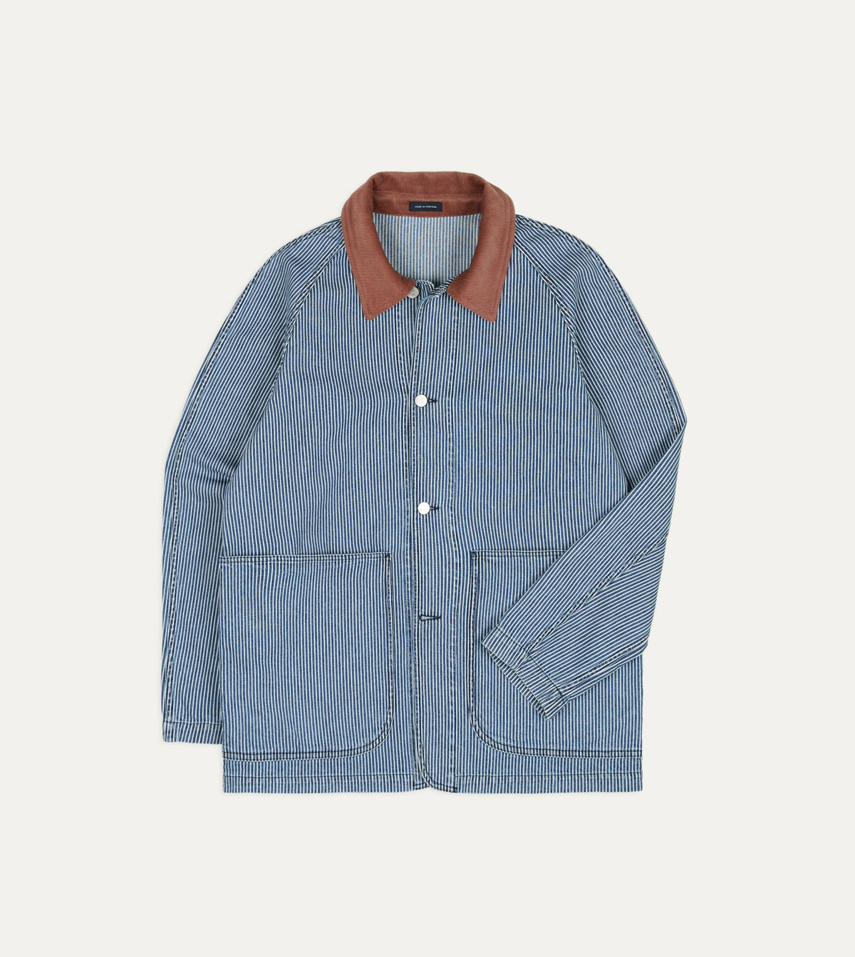 Drake's Indigo Stripe Denim Field Jacket