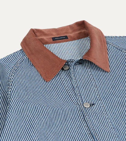 Drake's Indigo Stripe Denim Field Jacket