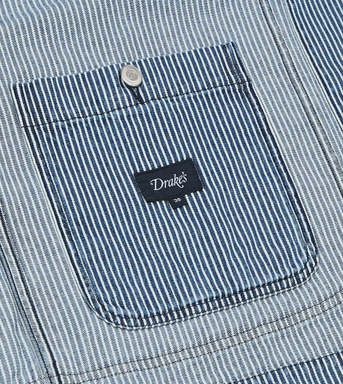 Drake's Indigo Stripe Denim Field Jacket