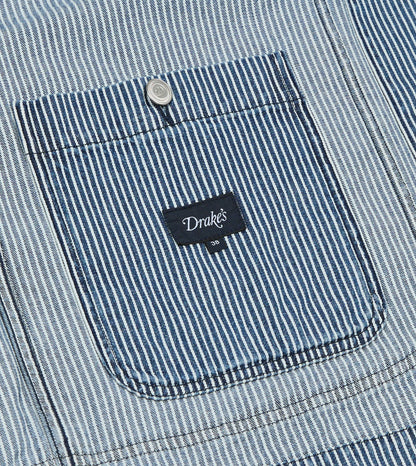 Drake's Indigo Stripe Denim Field Jacket