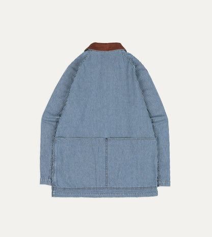 Drake's Indigo Stripe Denim Field Jacket