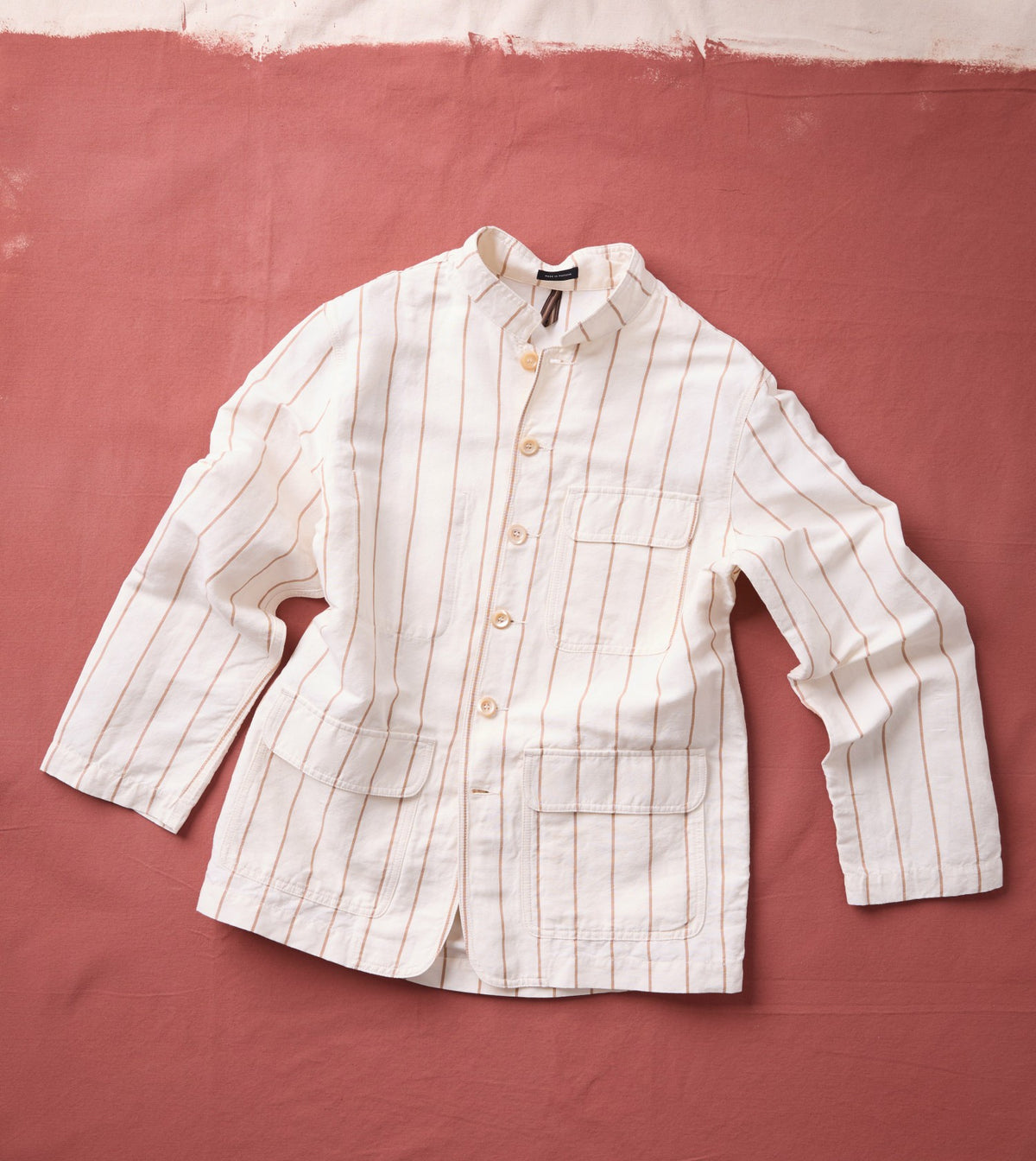 Drake's Ecru Stripe Canapa Forestière Jacket