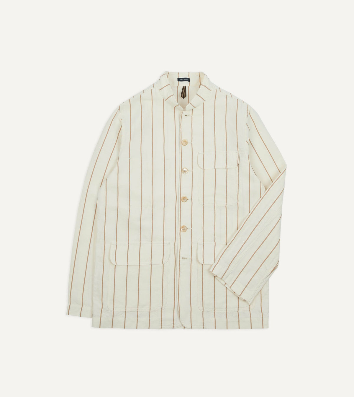 Drake's Ecru Stripe Canapa Forestière Jacket