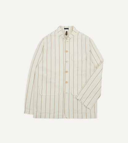 Drake's Ecru Stripe Canapa Forestière Jacket