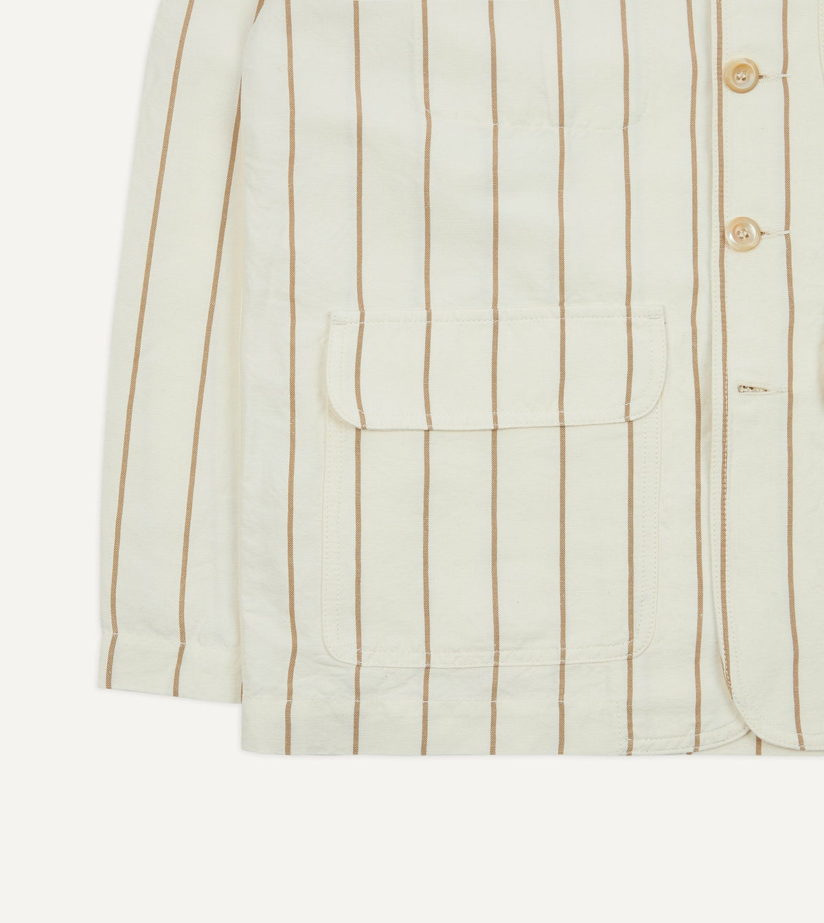 Drake's Ecru Stripe Canapa Forestière Jacket