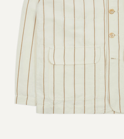Drake's Ecru Stripe Canapa Forestière Jacket