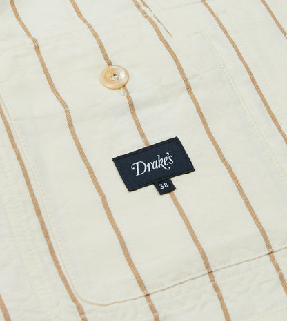 Drake's Ecru Stripe Canapa Forestière Jacket