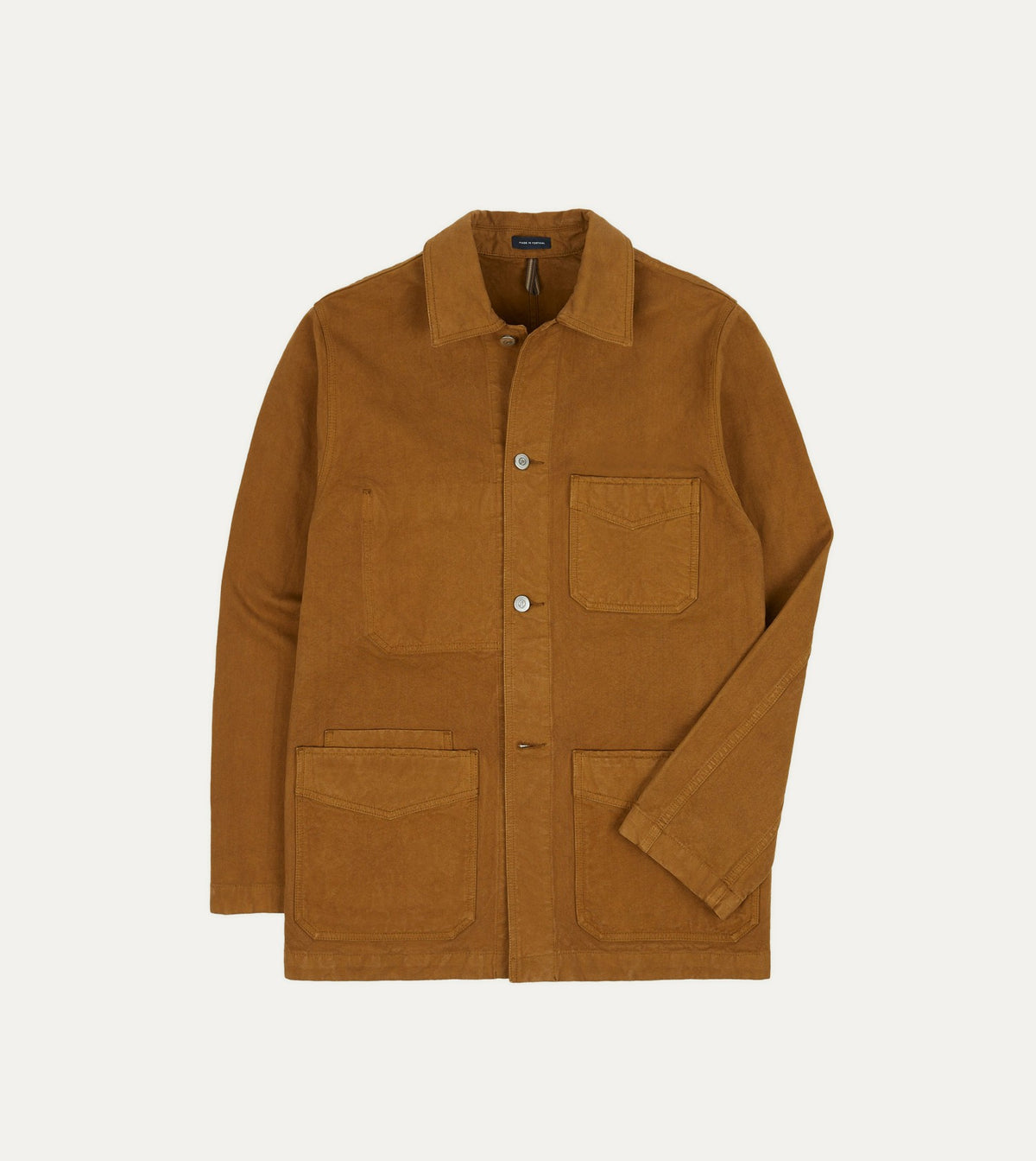 Drake's Tobacco Cotton Duck Canvas Five-Pocket Chore Jacket