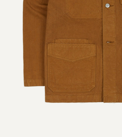 Drake's Tobacco Cotton Duck Canvas Five-Pocket Chore Jacket