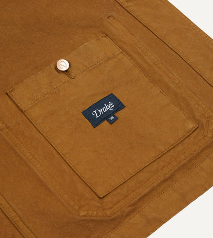 Drake's Tobacco Cotton Duck Canvas Five-Pocket Chore Jacket