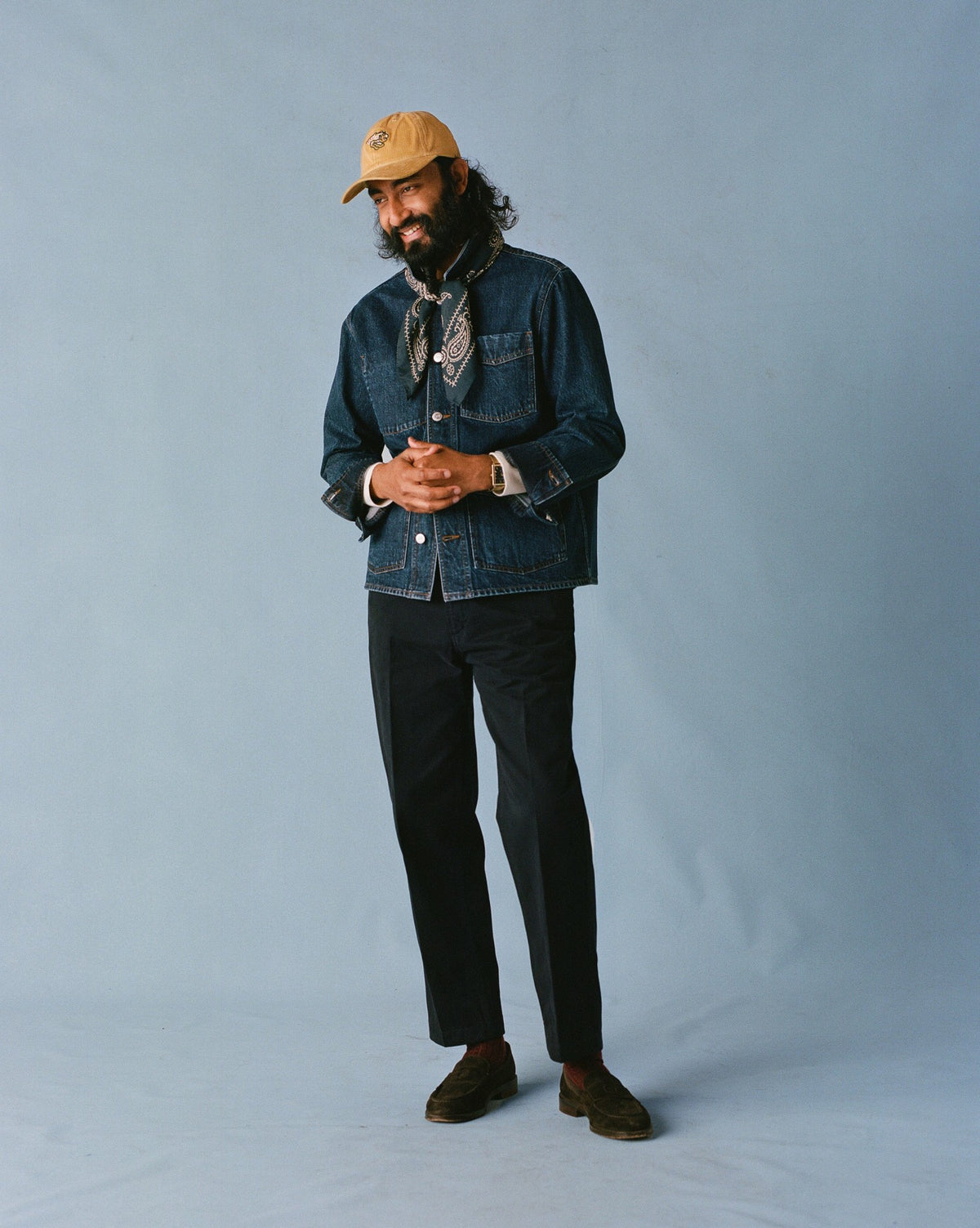 Drake's Stone Wash Denim Work Jacket