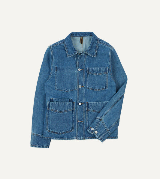 Drake's Bleach Wash Denim Work Jacket