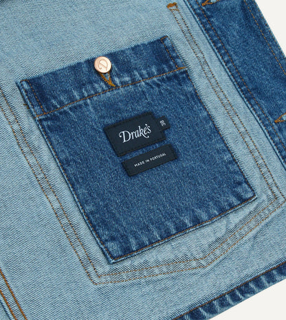 Drake's Bleach Wash Denim Work Jacket