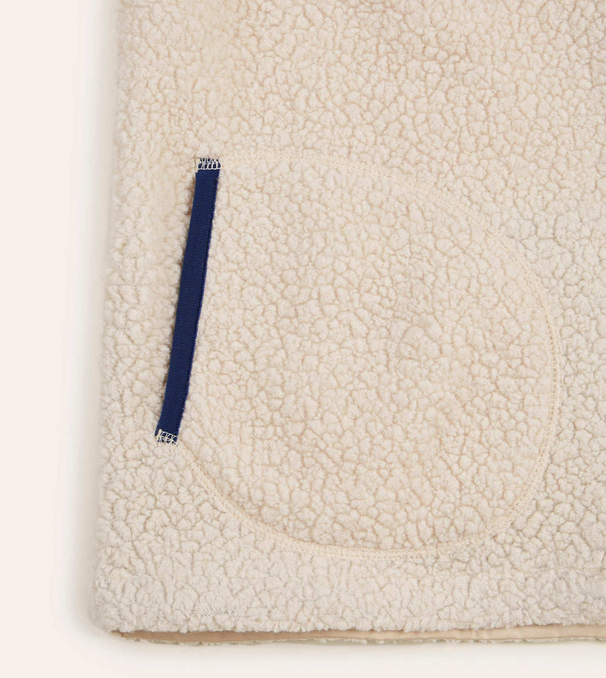 Drake's Ecru Boucle Wool Zip Fleece Vest