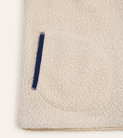 Drake's Ecru Boucle Wool Zip Fleece Vest