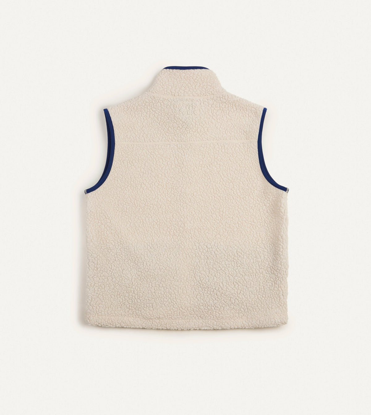 Drake's Ecru Boucle Wool Zip Fleece Vest