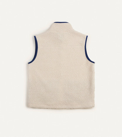 Drake's Ecru Boucle Wool Zip Fleece Vest