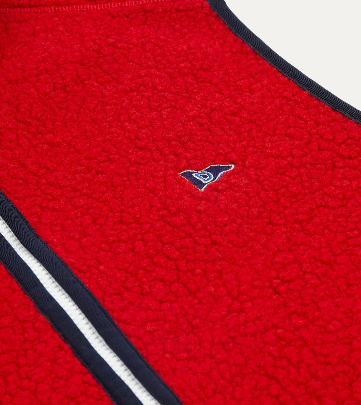 Drake's Red Boucle Wool Zip Fleece Vest