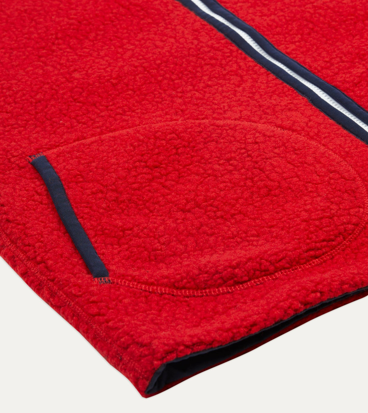 Drake's Red Boucle Wool Zip Fleece Vest